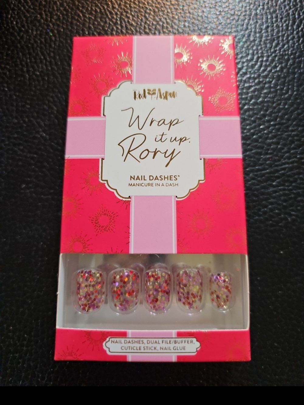 Red Aspen Wrap It Up Rory Nail Dashes - Red Multicolor glitter Press-On Nails